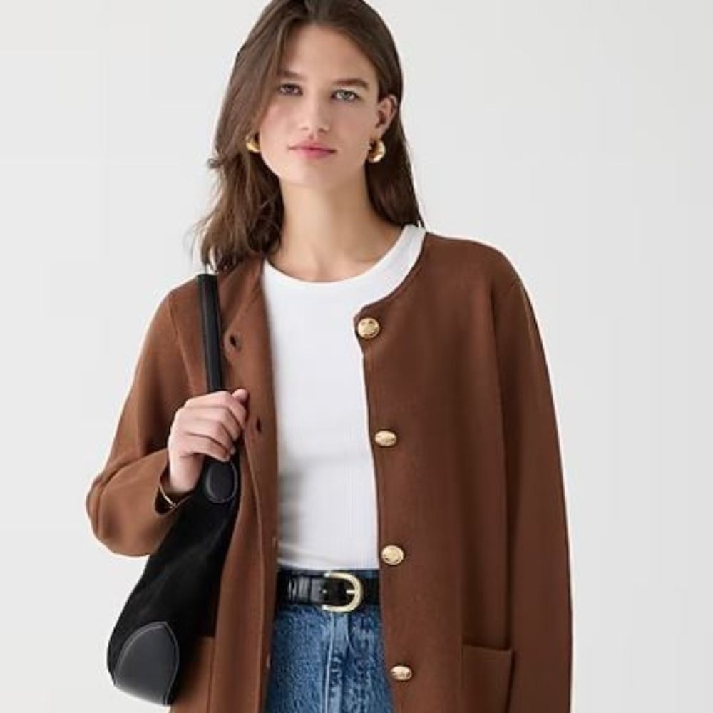 J. Crew Giselle Sweater-blazer Size Medium in Heather Hazelnut